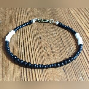 Men's White / Black Beaded 8 Inch Bracelet/Handmade Men's Bracelet/Men's Jewelry
